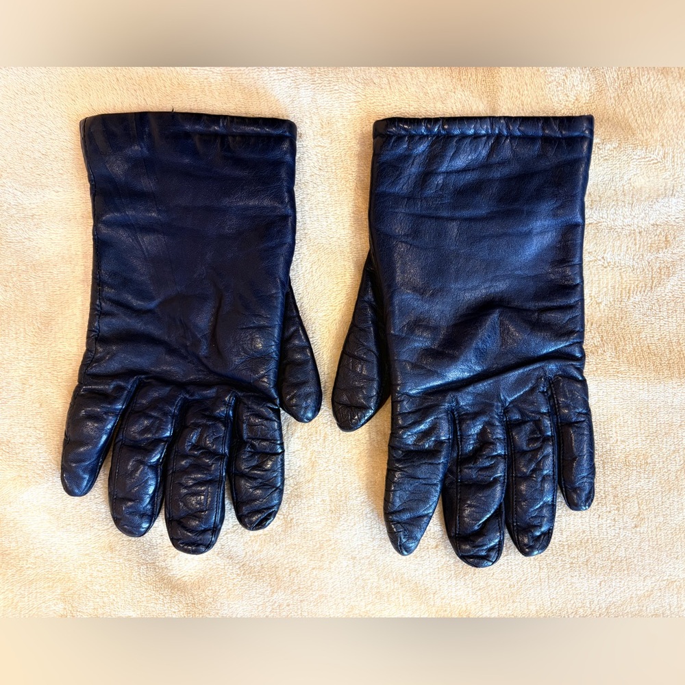 Vintage Marshall Field’s Womens Genuine Leather Black Gloves Size Large